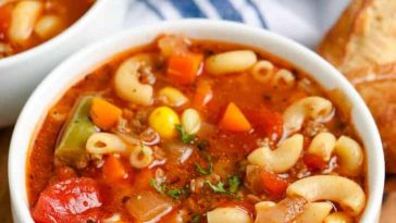 Soupe de Macaroni à la Tomate et au Bœuf